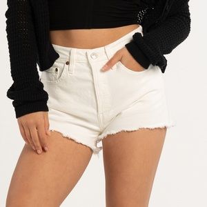 Levi’s 501 High Waist Shorts (White Ripped)
